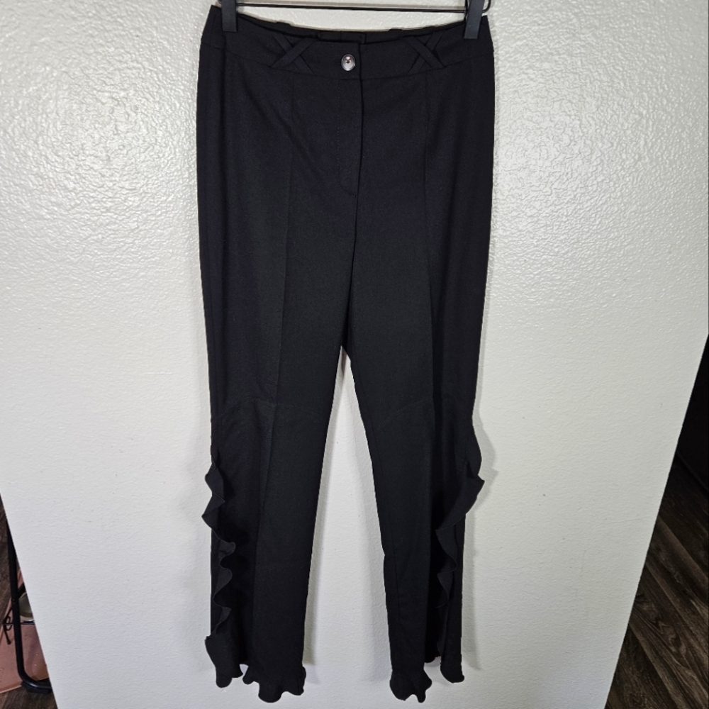 Escada Wool Ruffle Trousers Size 34 / XS